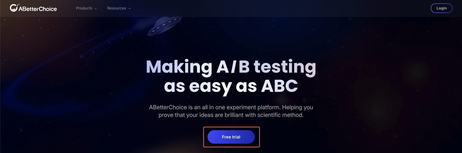 Free trial on ABetterChoice homepage