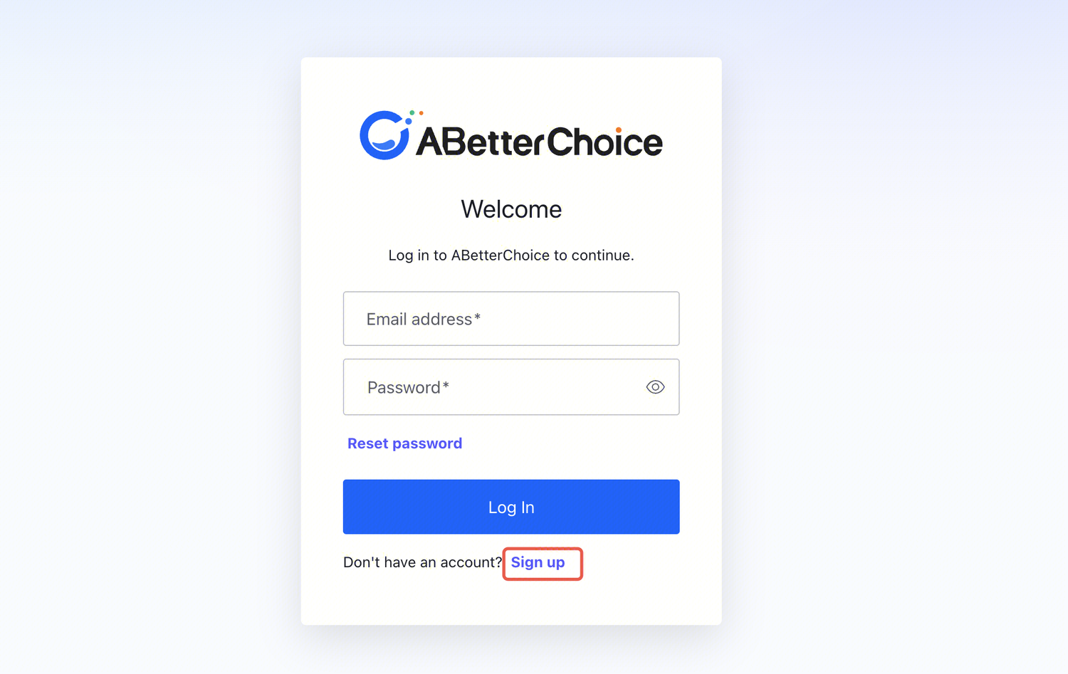 Sign up on trial landing page