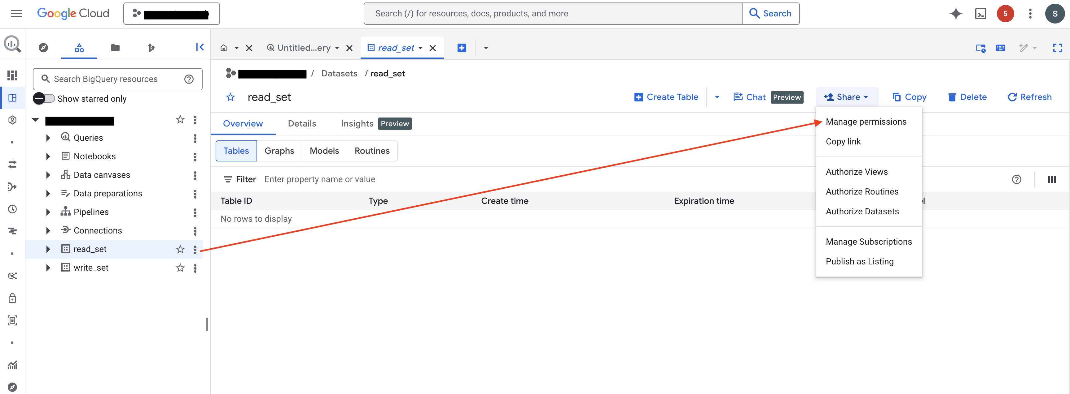 Grant the BigQuery Data Viewer role on the dataset