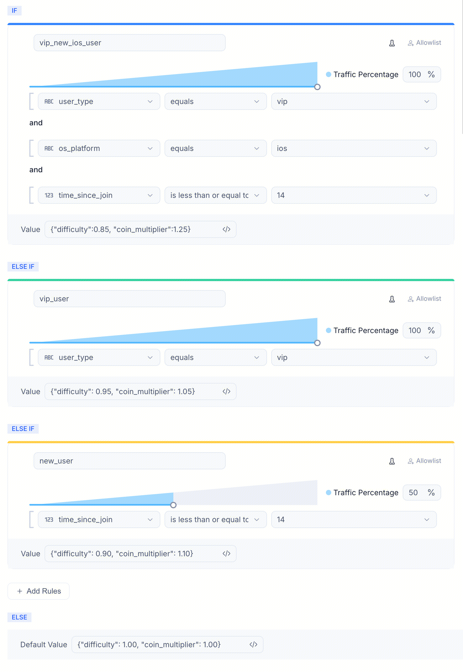 Remote Config rules editor