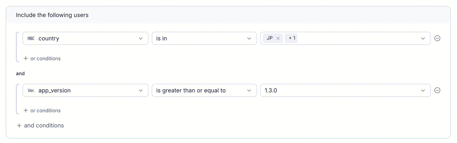 Audience rule example: countries